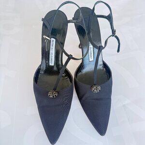 Vintage Manolo Blahnik Black T-Strap Heels